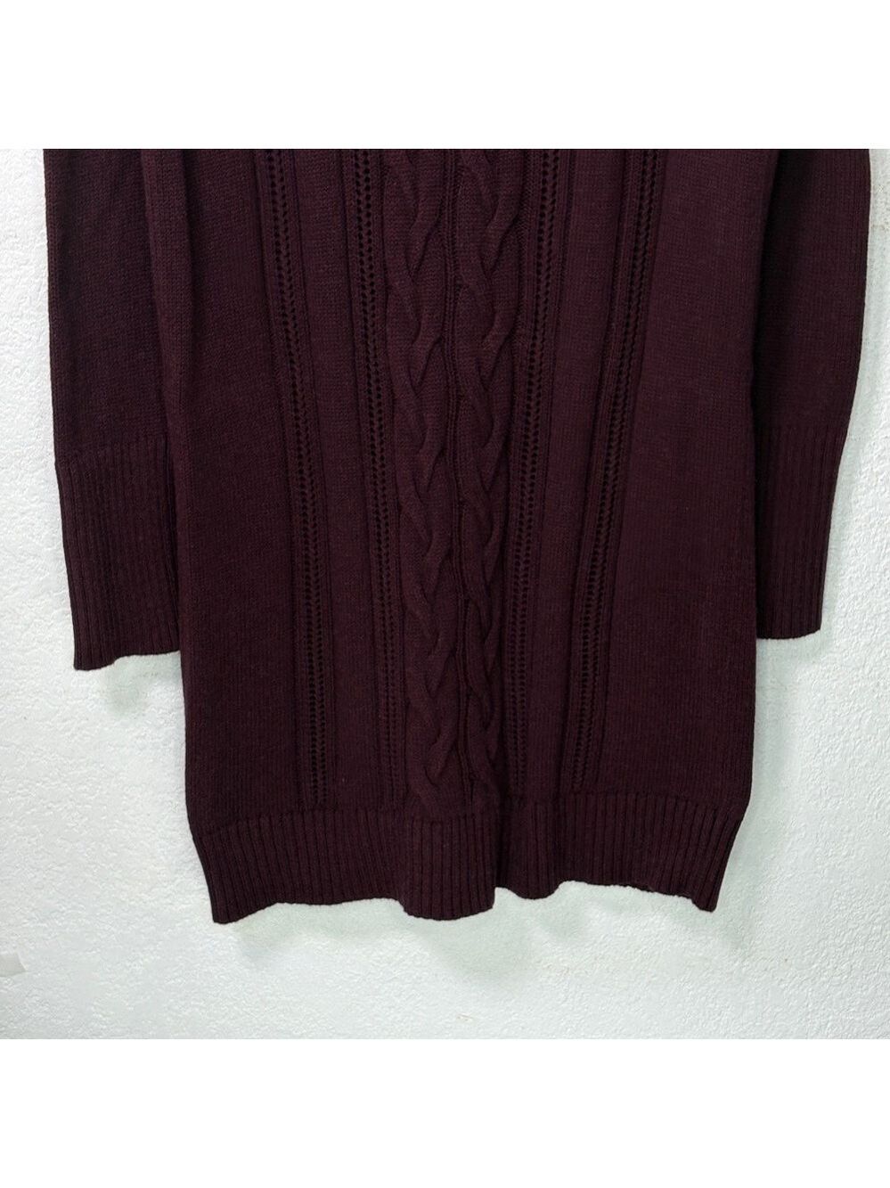 UGG Dark Plum Knit Long Cardigan M/L Pointelle Sweater Dark Academia, Vampi - Picture 8 of 11